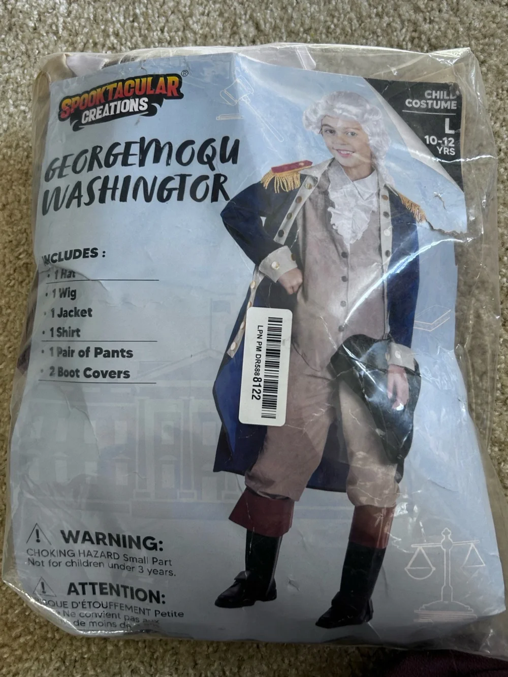 NWOT Spooktacular Creations George Washington Children’s Halloweeen Costume Lrg